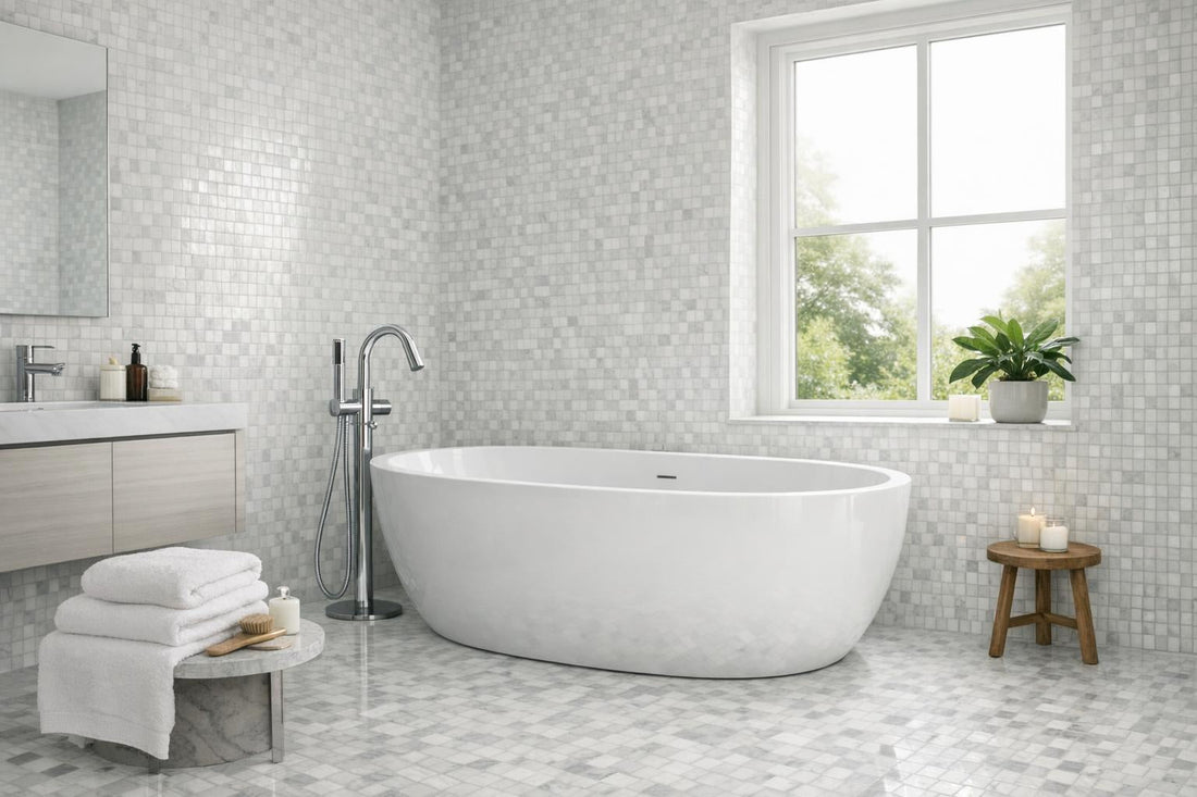Elevate Spaces with Pacific White Marble Mosaic Tile - Zicana Boutique