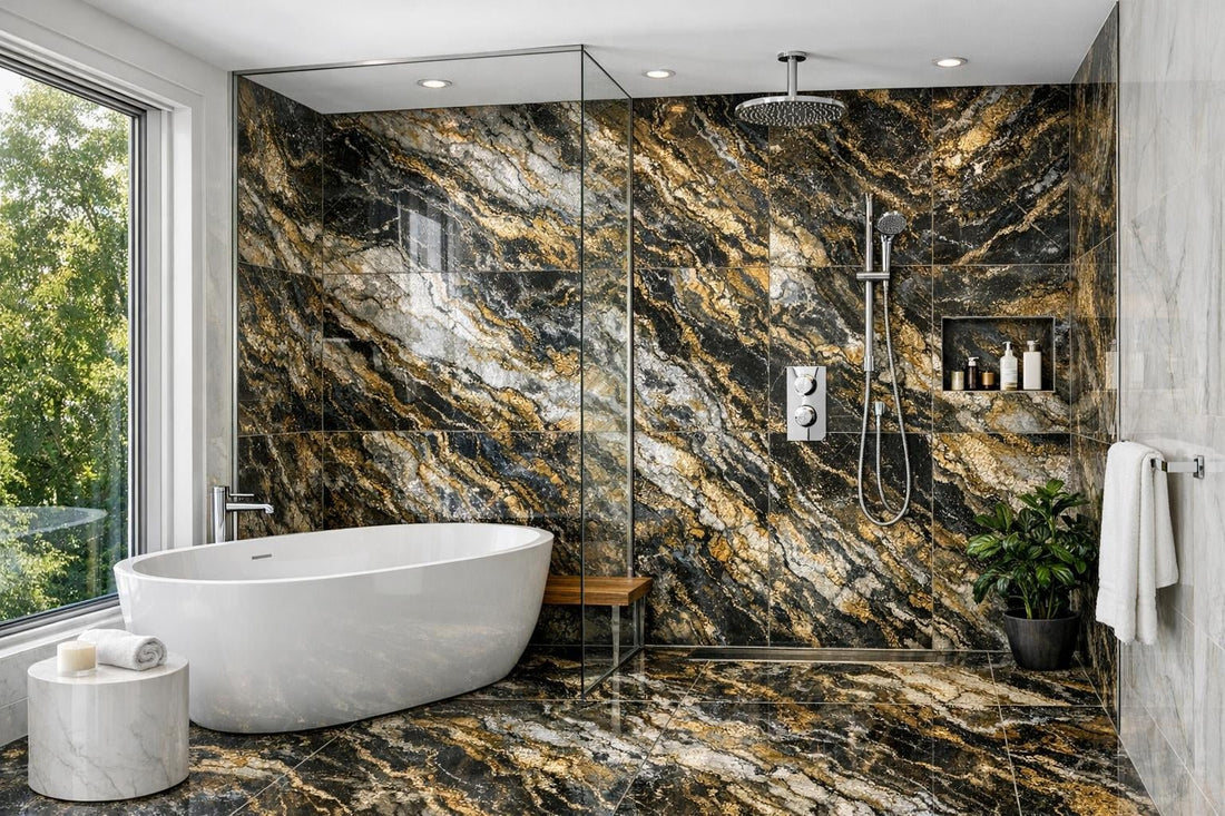 Elevate Spaces with Siam Metallic Marble Decorative Tile - Zicana Boutique