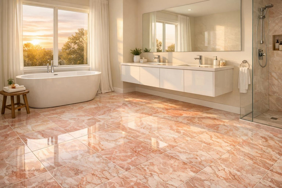 Elevate Spaces with Sunrise Pink Marble Tile 8" x 8" - Zicana Boutique
