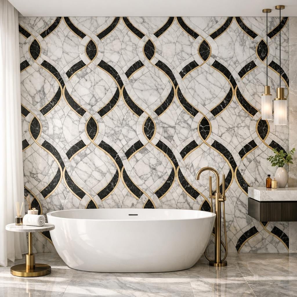 Elevate Spaces with Tangle Mont Amiri Marble Mosaic - Zicana Boutique