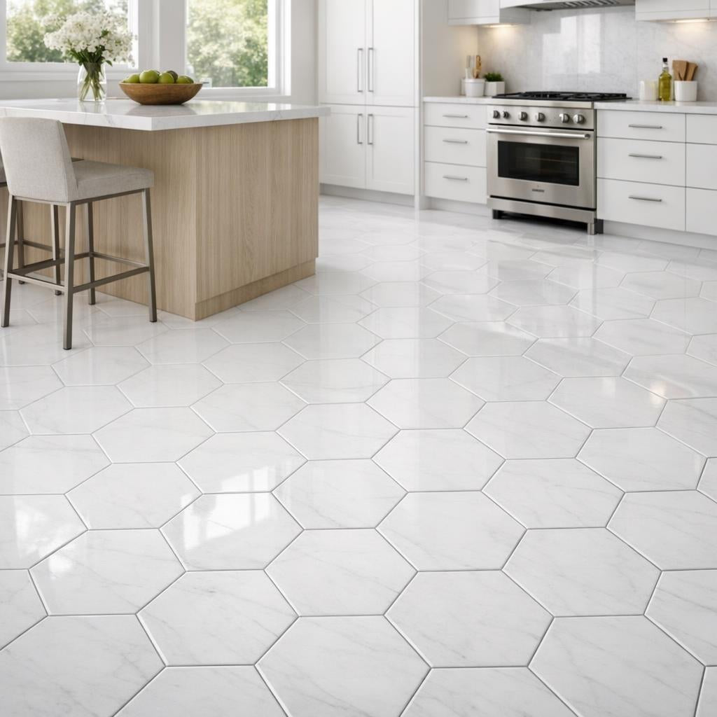 Elevate Spaces with Thassos A1 Select Hexagon Marble Tile - Zicana Boutique
