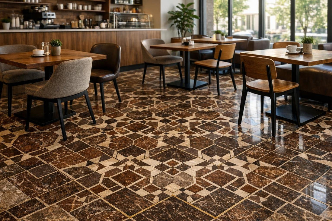 Elevate Spaces with Umbraline Cafe Geometric Marble Tile - Zicana Boutique