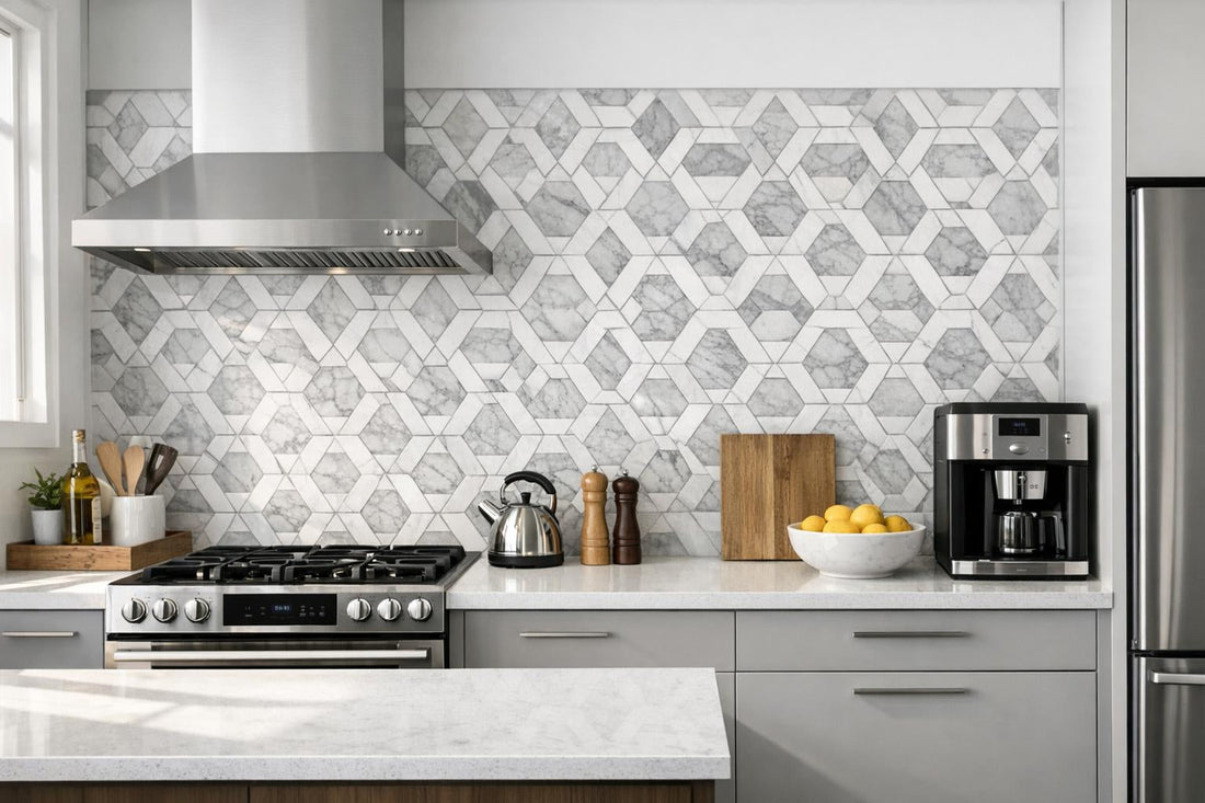 Elevate Spaces with Veloce Hexagon Link Marble Mosaic - Zicana Boutique