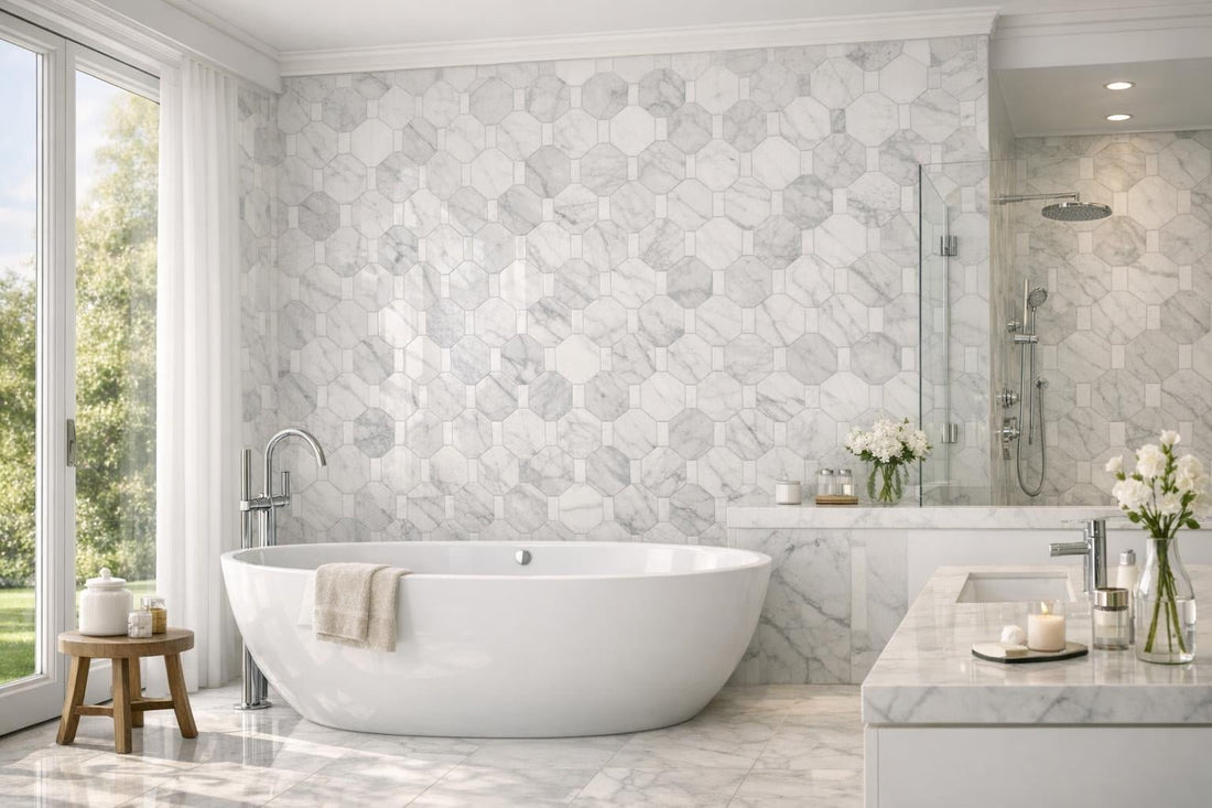 Elevate Spaces with Veloce Hexagon Marble Mosaic - Zicana Boutique