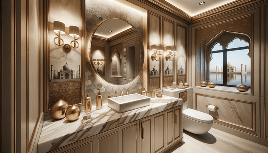 Elevate Your Powder Room with Taj Mahal Quartzite Elegance - Zicana Boutique