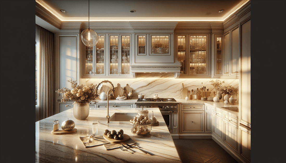 Elevate Your Space: Quartz Countertops with Cream Cabinets - Z Boutique by Marble Couture