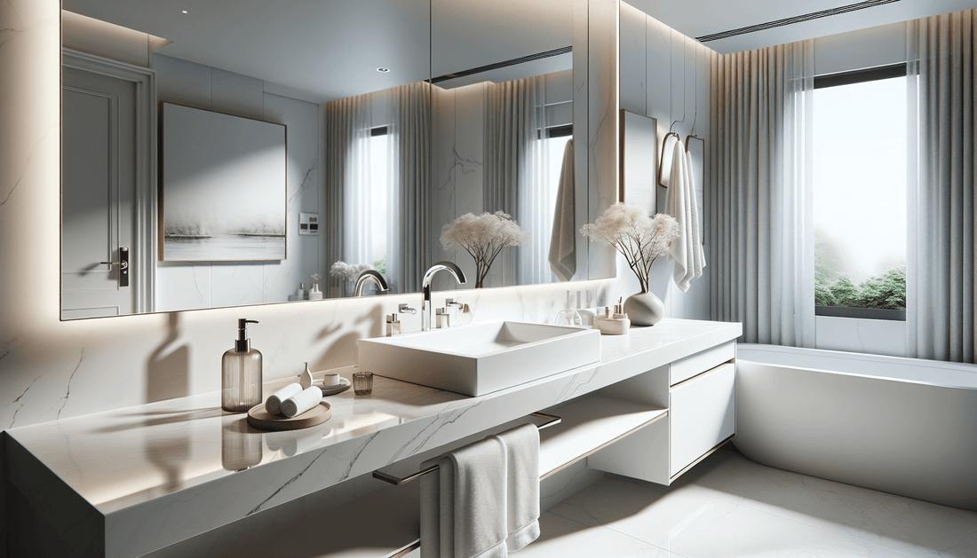 Enhance Bathroom Elegance: White Quartz Countertop Solutions - Z Boutique by Marble Couture