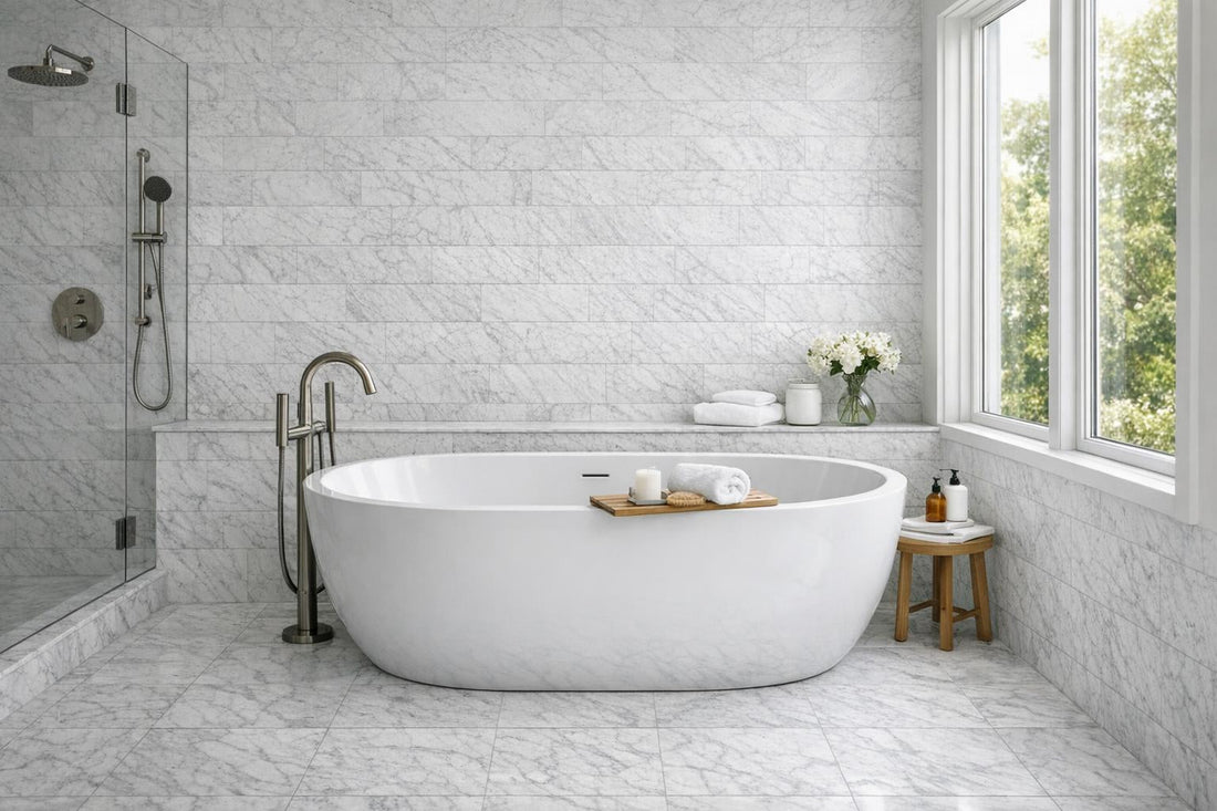 Enhance Designs with Textura Bianco Carrara Marble Tile - Zicana Boutique