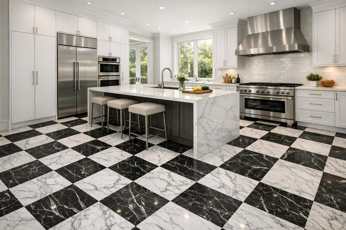 Enhance Elegance with Checkerboard Calacatta and Carrara Marble Tiles - Zicana Boutique