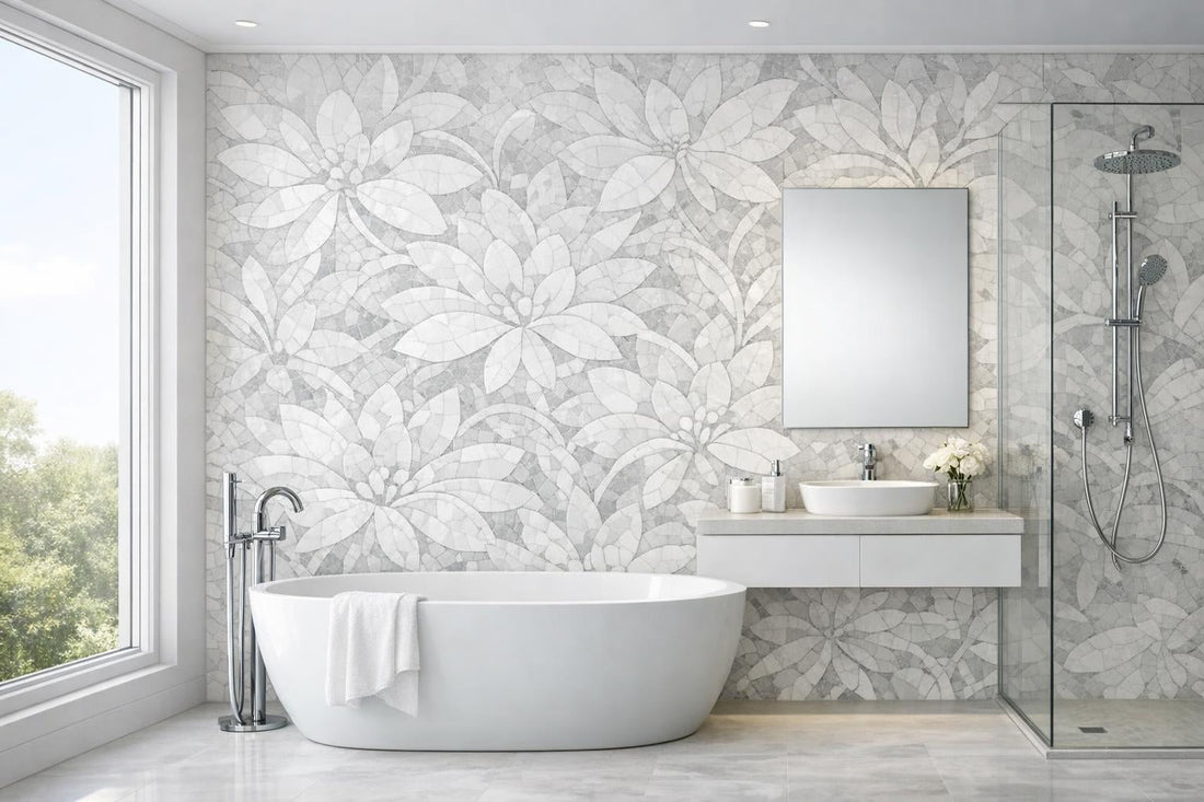 Enhance Interiors with Curvona Floral Ice Marble Mosaic - Zicana Boutique