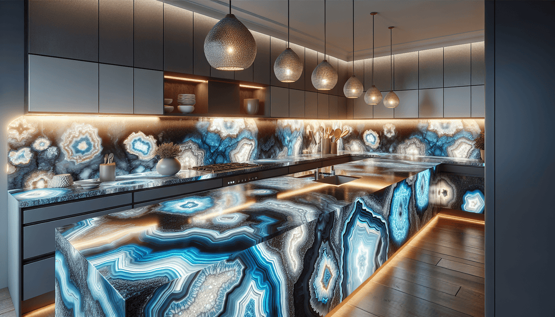 Enhance Interiors with Luxury Blue Agate Gemstone Countertops - Z Boutique by Marble Couture