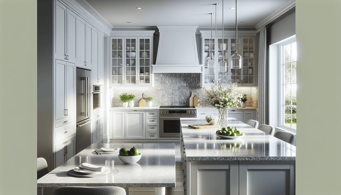 Enhance Kitchens: Grey Quartz Countertops with White Cabinets - Zicana Boutique