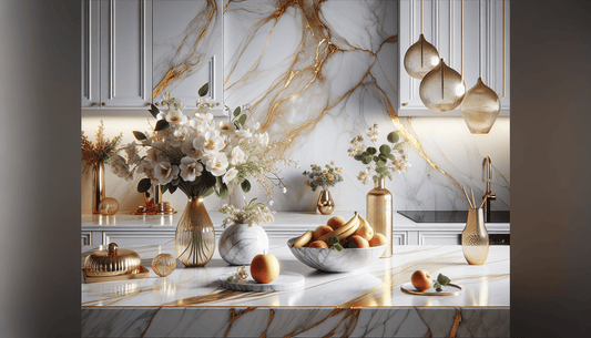Enhance Spaces: White and Gold Marble Countertop Elegance - Z Boutique by Marble Couture