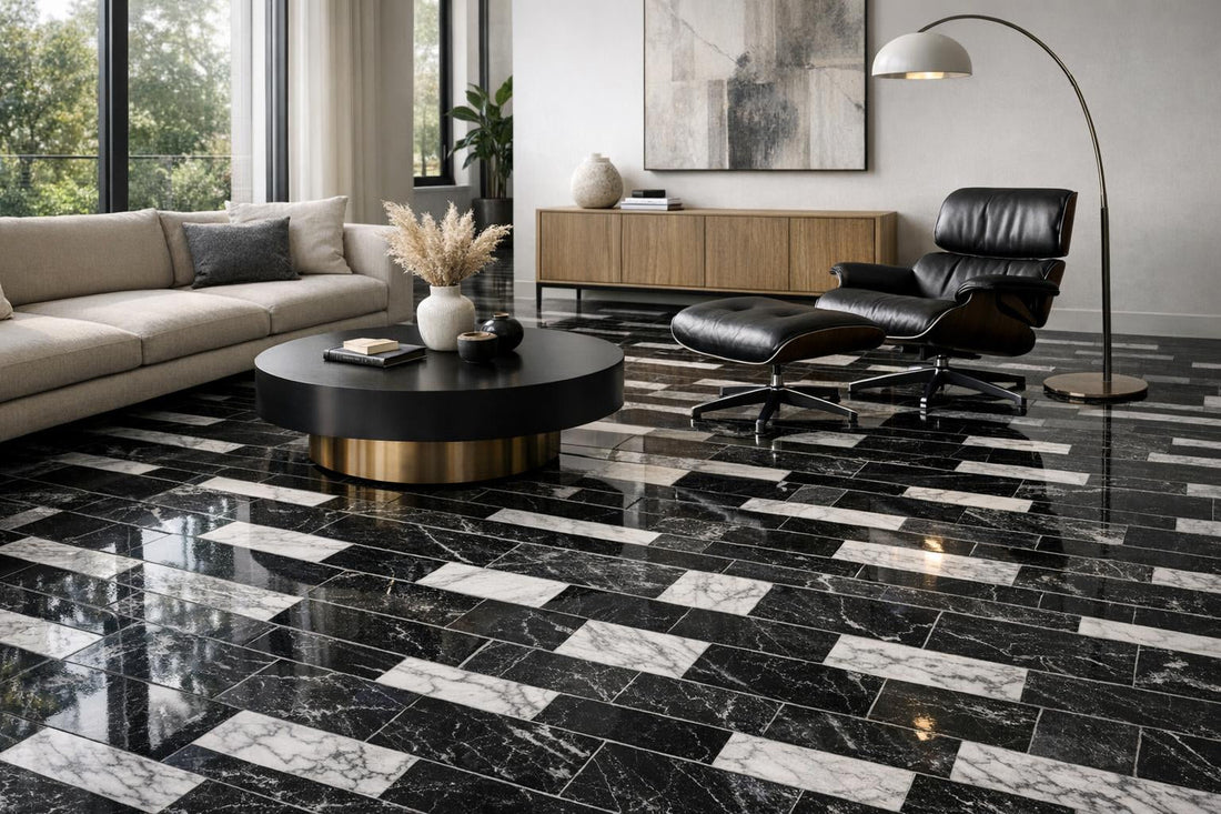 Enhance Spaces with Abbey Road Nero Marble Mosaic Elegance - Zicana Boutique