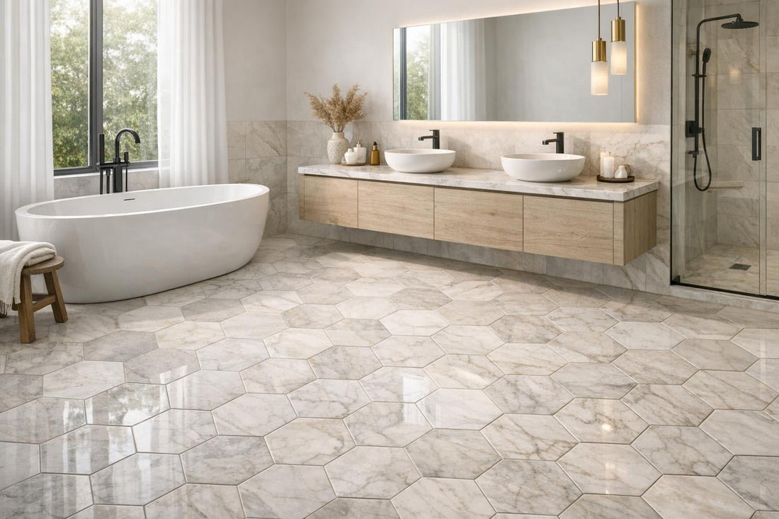 Enhance Spaces with Afyon Sugar Marble Hexagon Tiles - Zicana Boutique