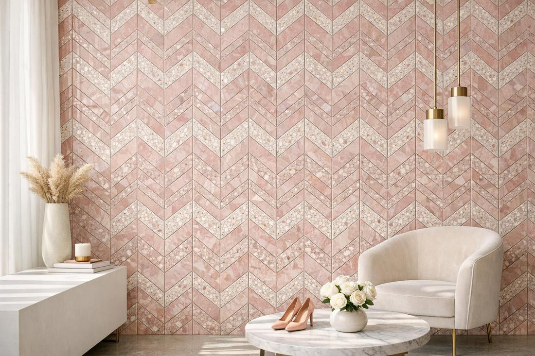 Enhance Spaces with Azulejo Rosa Chevron Mosaic Trends - Zicana Boutique