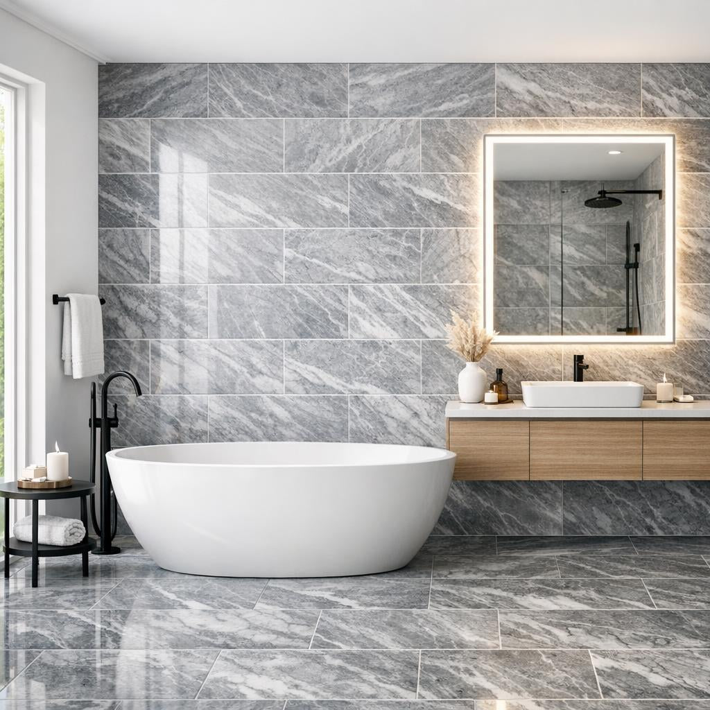 Enhance Spaces with Bardiglio Marble Field Tile - 12"x24" - Zicana Boutique