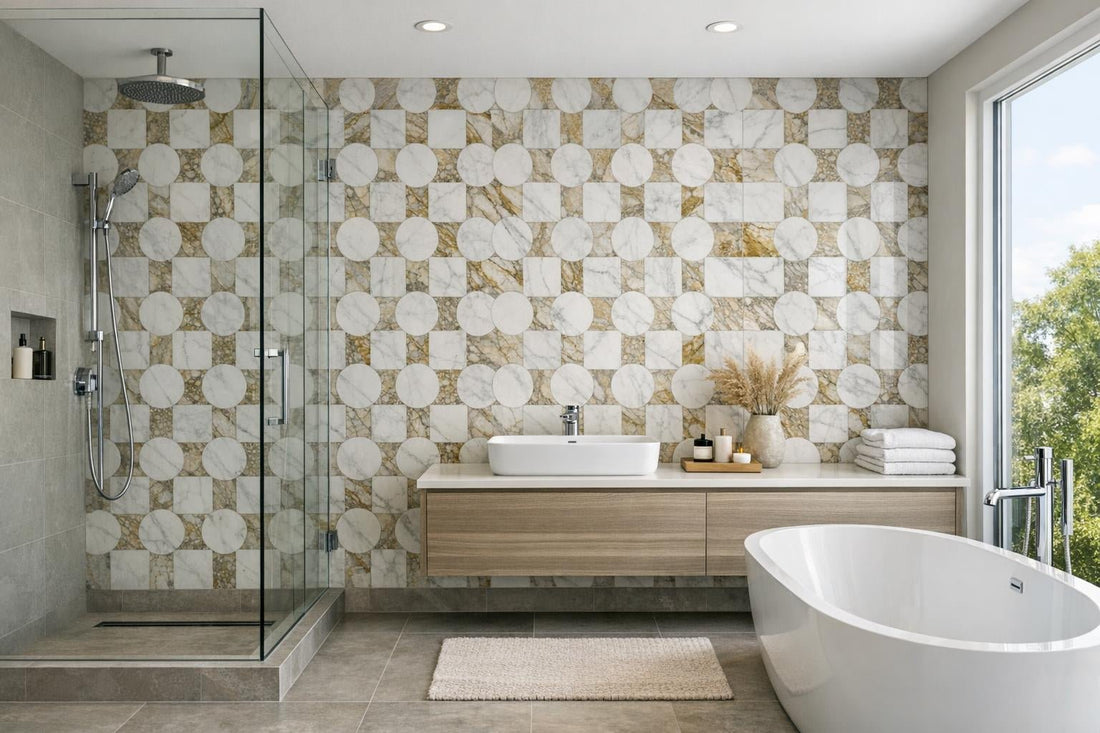 Enhance Spaces with Bella Rhyno & Calacatta Checkered Tiles - Zicana Boutique