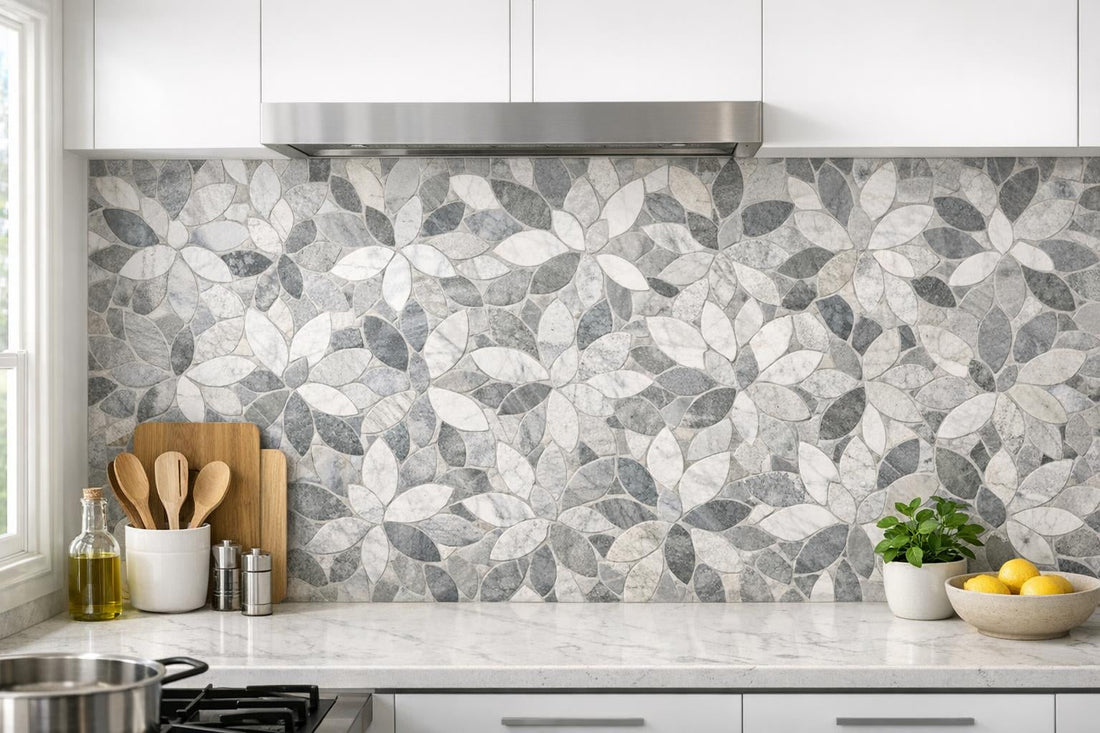 Enhance Spaces with Blended Rock Grigio Marble Mosaic - Zicana Boutique