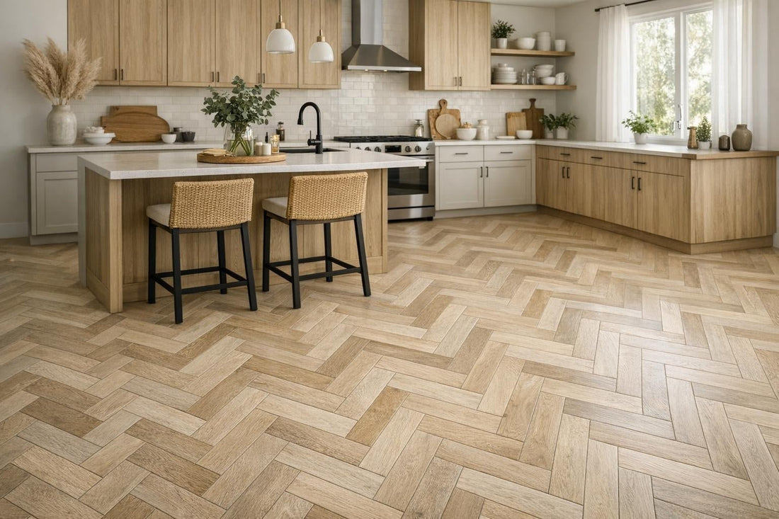 Enhance Spaces with Bois Chevron Avorio Tile Elegance - Zicana Boutique
