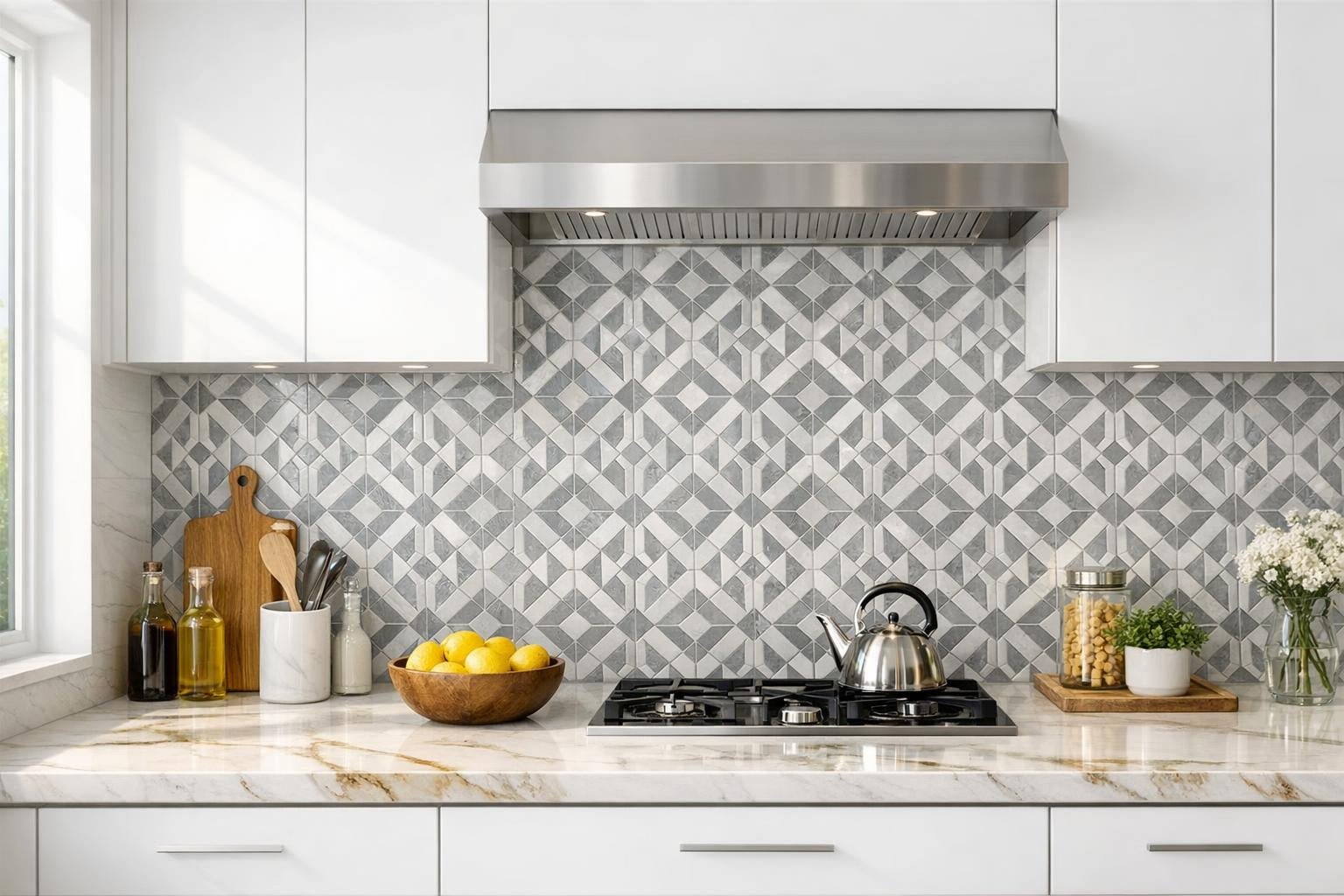 Enhance Spaces with Callen Crystal Grey Waterjet Tile – Zicana Boutique