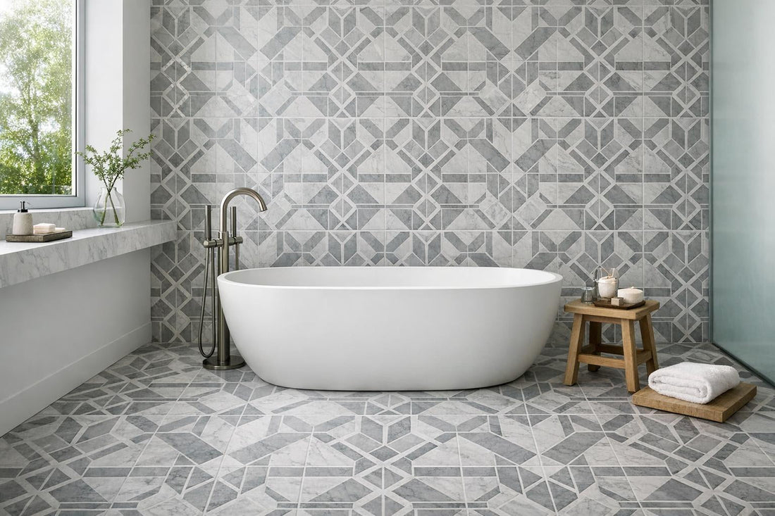 Enhance Spaces with Callen Grigio Gris Waterjet Tile Solutions - Zicana Boutique