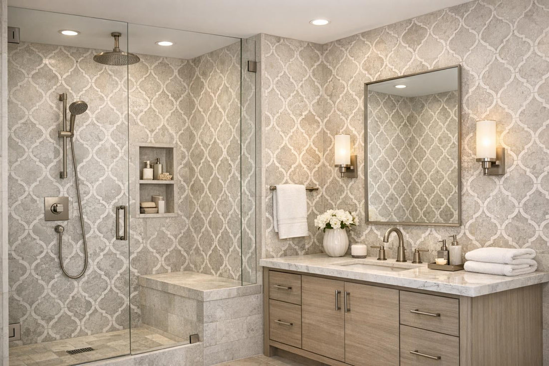 Enhance Spaces with Cloud Limestone Mosaic Artistic Tile - Zicana Boutique