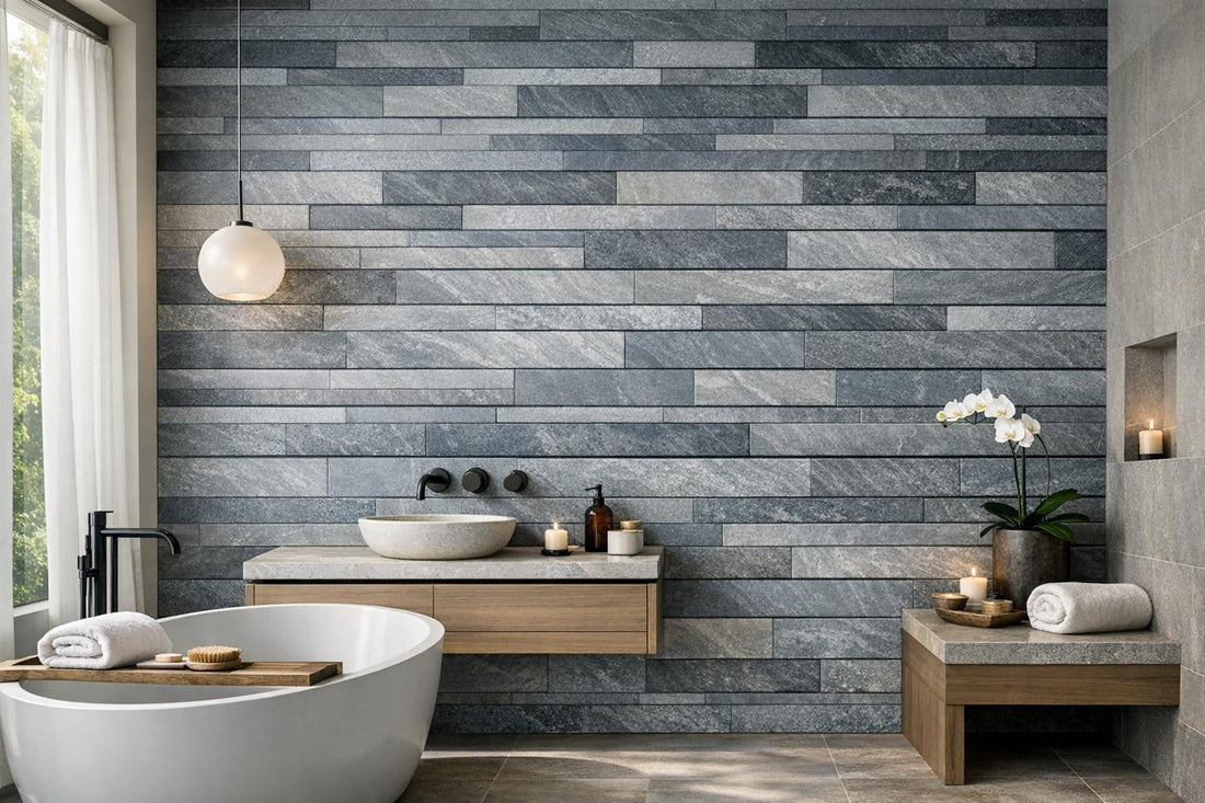 Enhance Spaces with Craftsman Stripe Belgian Bluestone Tiles - Zicana Boutique