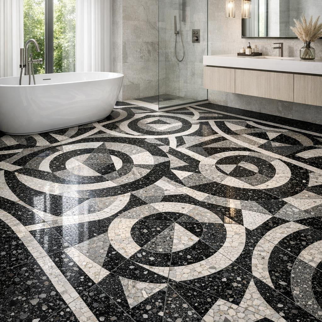 Enhance Spaces with Decova York Nero Terrazo Mosaic - Zicana Boutique