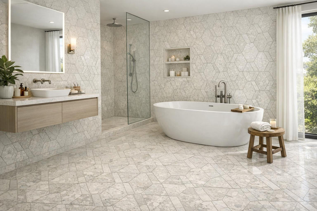 Enhance Spaces with Delicato Nube Terrazzo Waterjet Tile - Zicana Boutique