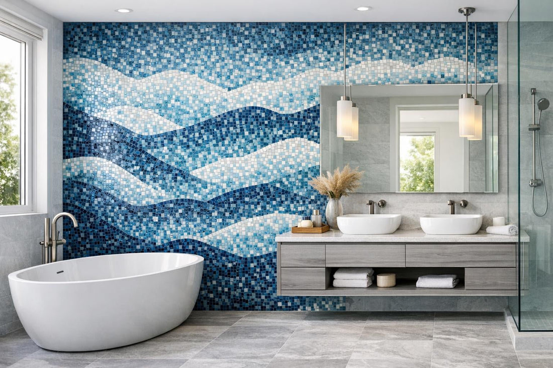 Enhance Spaces with Echo Grand Blue Mosaic Tile - Zicana Boutique