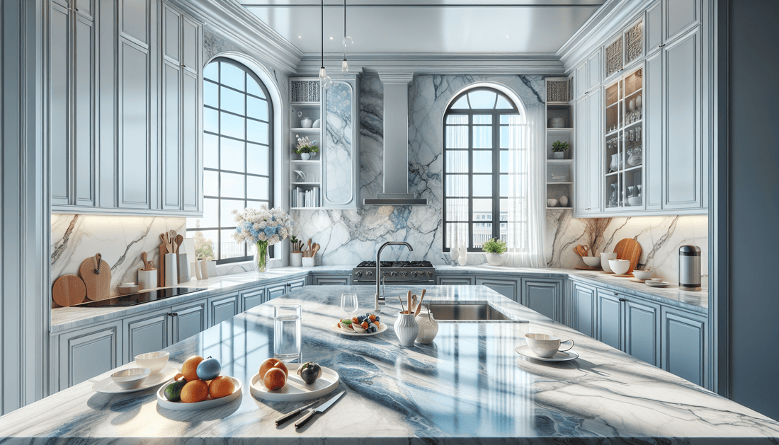 Enhance Spaces with Elegant White and Blue Granite Countertops - Zicana Boutique