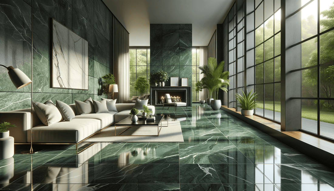 Enhance Spaces with Forest Green Polished Marble Tiles - Zicana Boutique