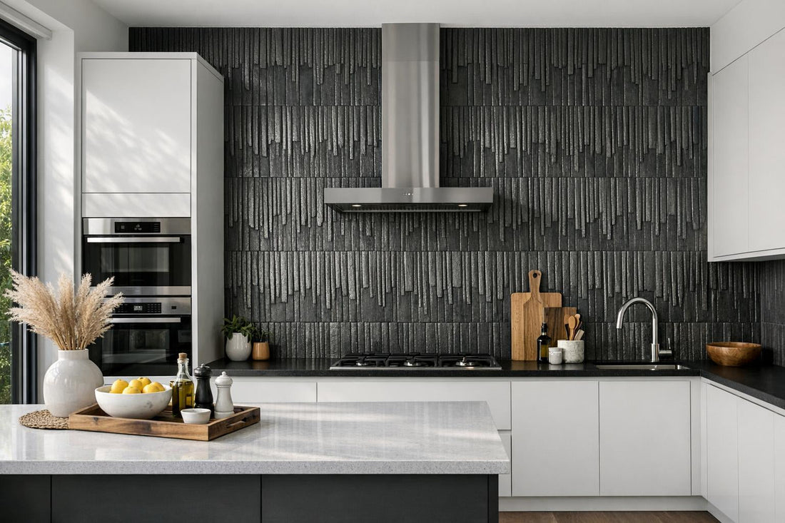Enhance Spaces with Fringe Bold Anthracite Artistic Tile - Zicana Boutique