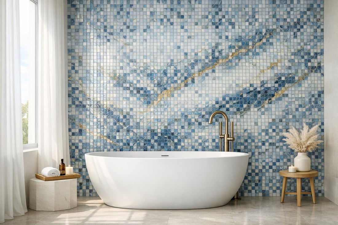 Enhance Spaces with Invisible Blue Marble Mosaic Tiles - Zicana Boutique