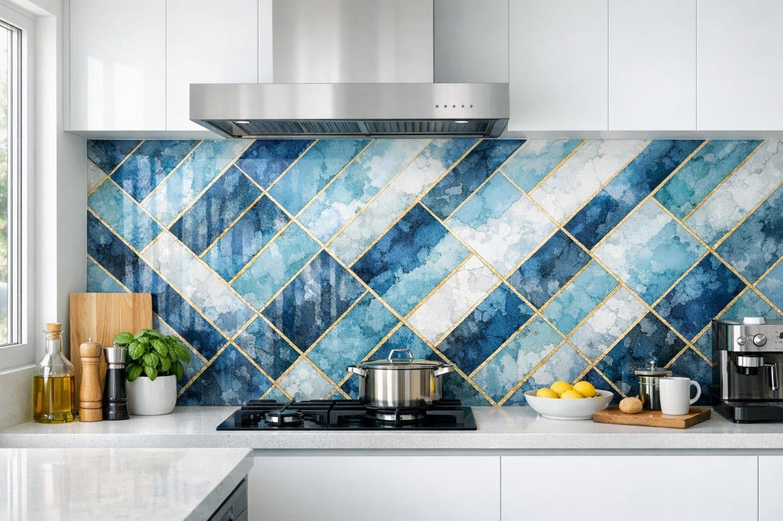 Enhance Spaces with Kauri Diagonal Blue Artistic Tile - Zicana Boutique