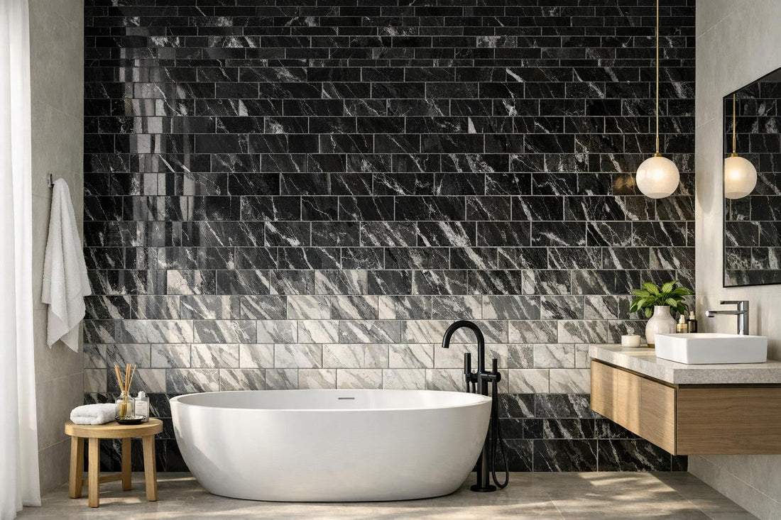 Enhance Spaces with Ombre Extender Black Marble Mosaic - Zicana Boutique
