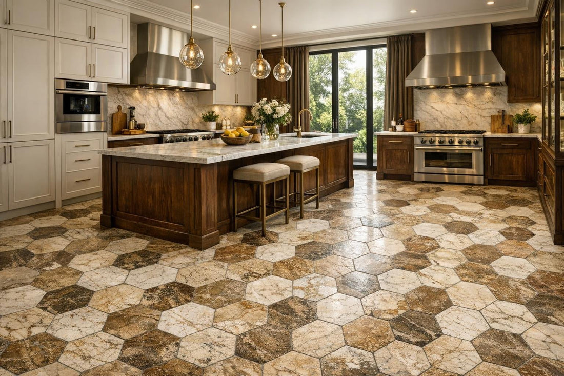 Enhance Spaces with Palazzo Diano Antique Marble Hexagon Tiles - Zicana Boutique