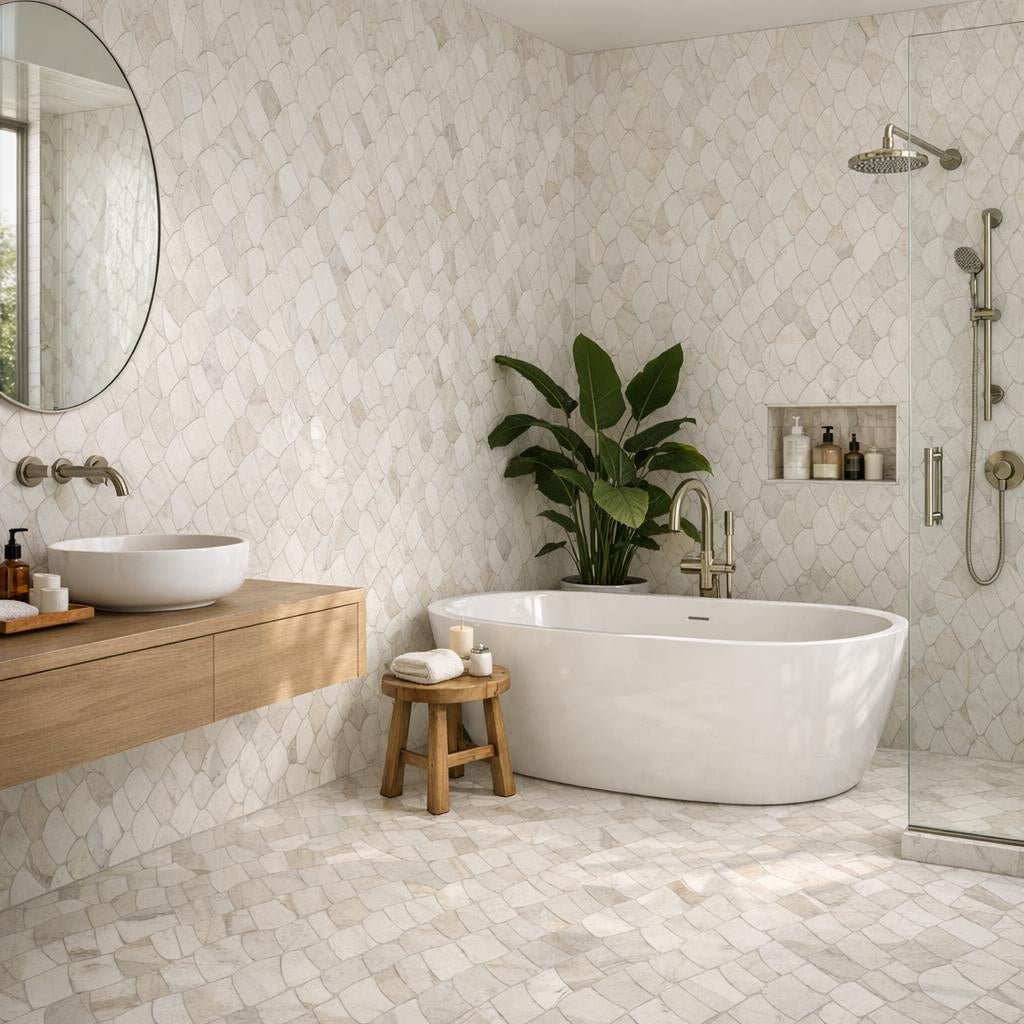 Enhance Spaces with Penny Lane White Sand Artistic Tile - Zicana Boutique