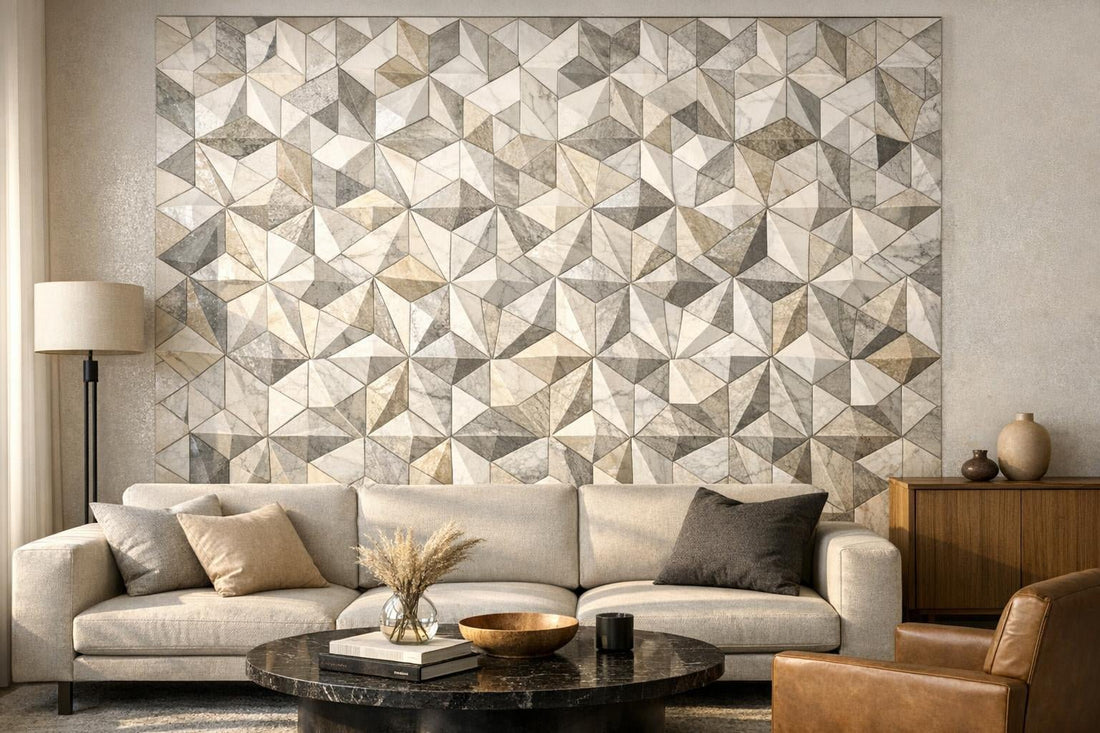 Enhance Spaces with Prismatica 3D Stone Waterjet Mosaic - Zicana Boutique