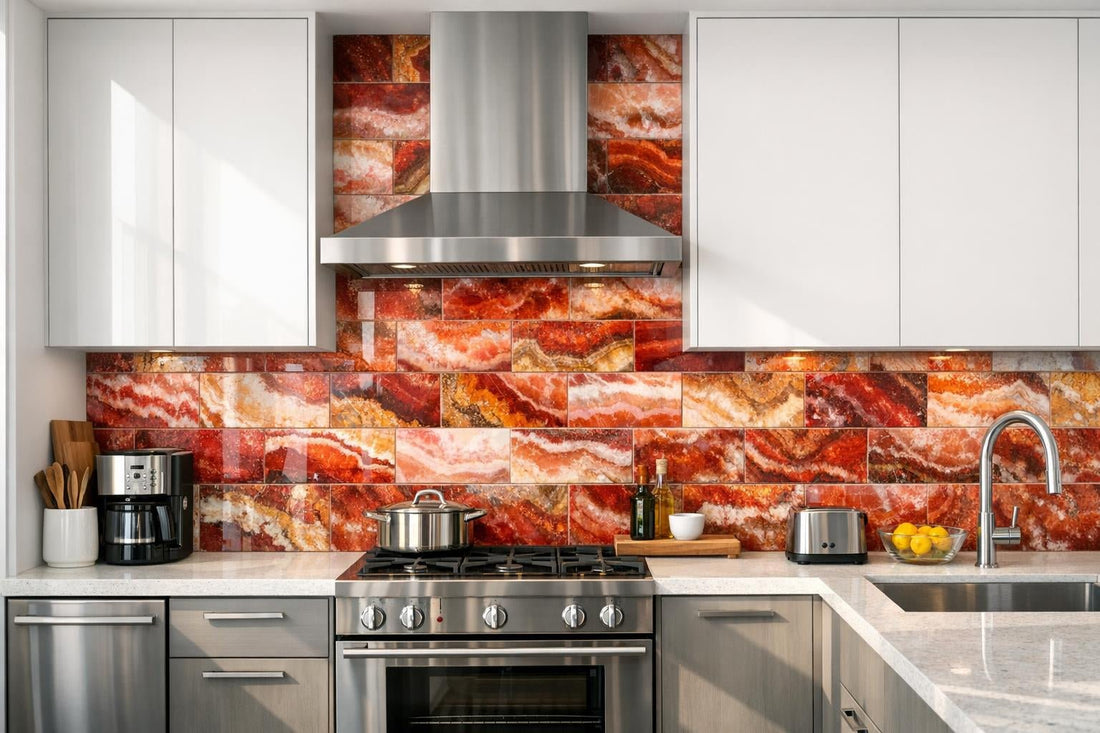 Enhance Spaces with Red Multi Color Onyx Tile - Zicana Boutique