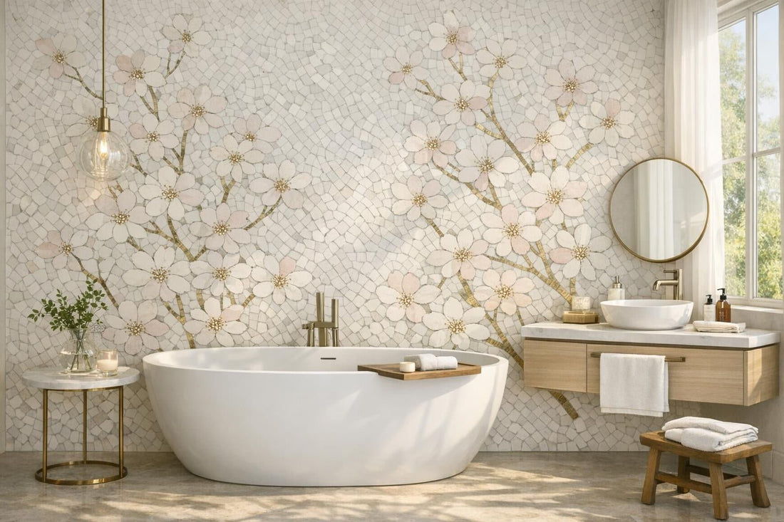 Enhance Spaces with Sakura Bianco Dolomiti Mosaic Tile - Zicana Boutique