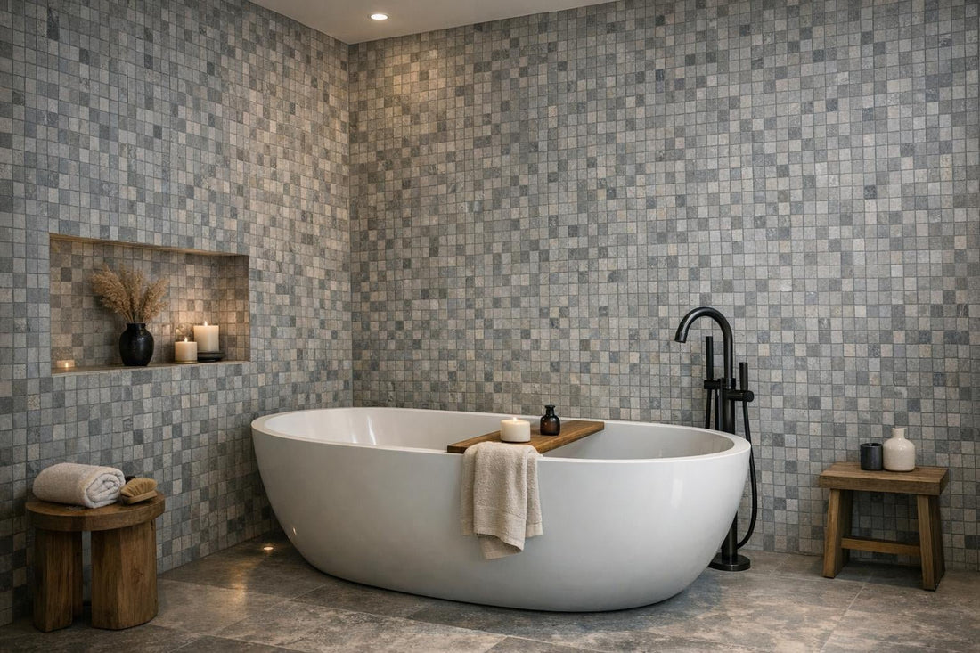 Enhance Spaces with Sea Grey Limestone Mosaic Tile - Zicana Boutique