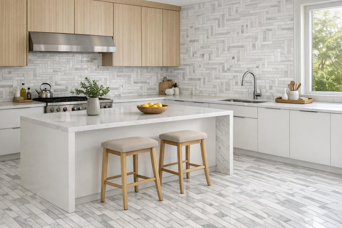 Enhance Spaces with Sidetrack Bianco Dolomiti Mosaic Tiles - Zicana Boutique