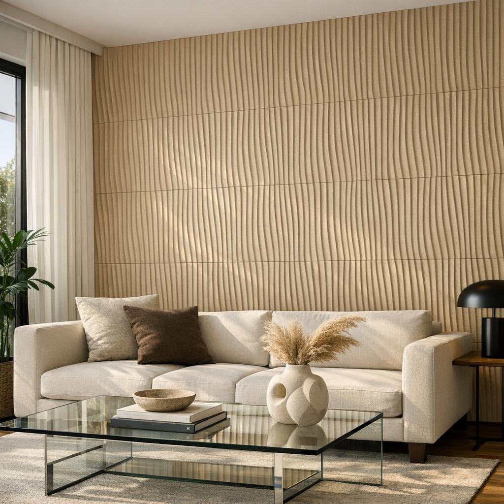 Enhance Spaces with Terre Ribbed Sand Decorative Tile - Zicana Boutique