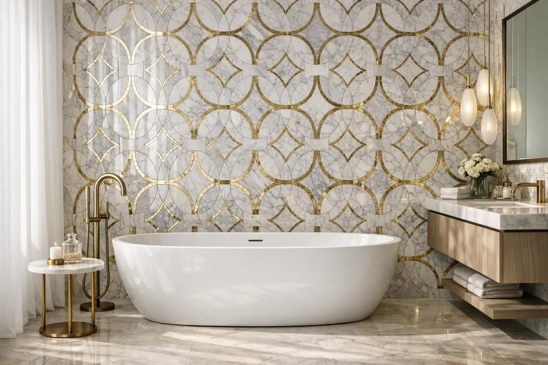 Enhance Spaces with Transia Marla Circles Marble Mosaic - Zicana Boutique