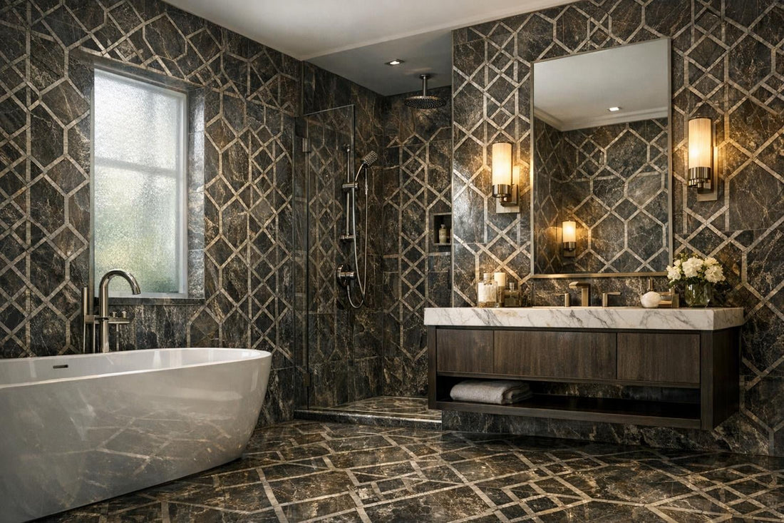 Enhance Spaces with Umbraline Spectre Metallic Marble Tile - Zicana Boutique