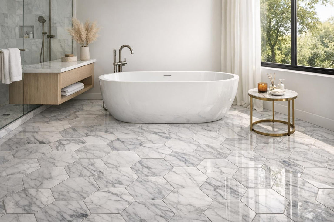 Enhance Spaces with Volakas Polished Marble Hexagon - Zicana - Zicana Boutique