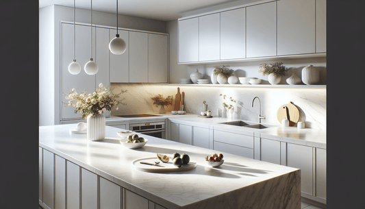 Enhance Spaces with White Granite Countertops and White Cabinets - Z Boutique by Marble Couture