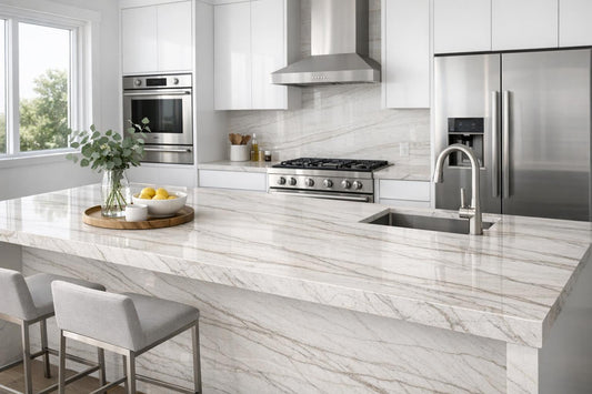 Enhance Spaces with White Macaubas Veincut Quartzite Solutions - Zicana Boutique